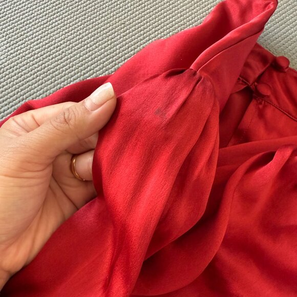 Reformation Josefine Red Silk Mock Neck Wrap Mini Dress US 12 - Picture 11 of 11